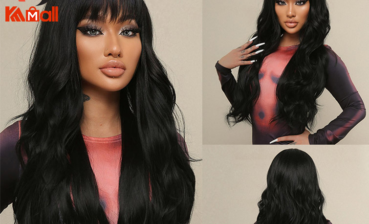 laid back black lace front wigs with bangs